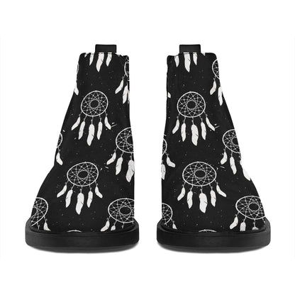 Black And White Dream Catcher Print Flat Ankle Boots