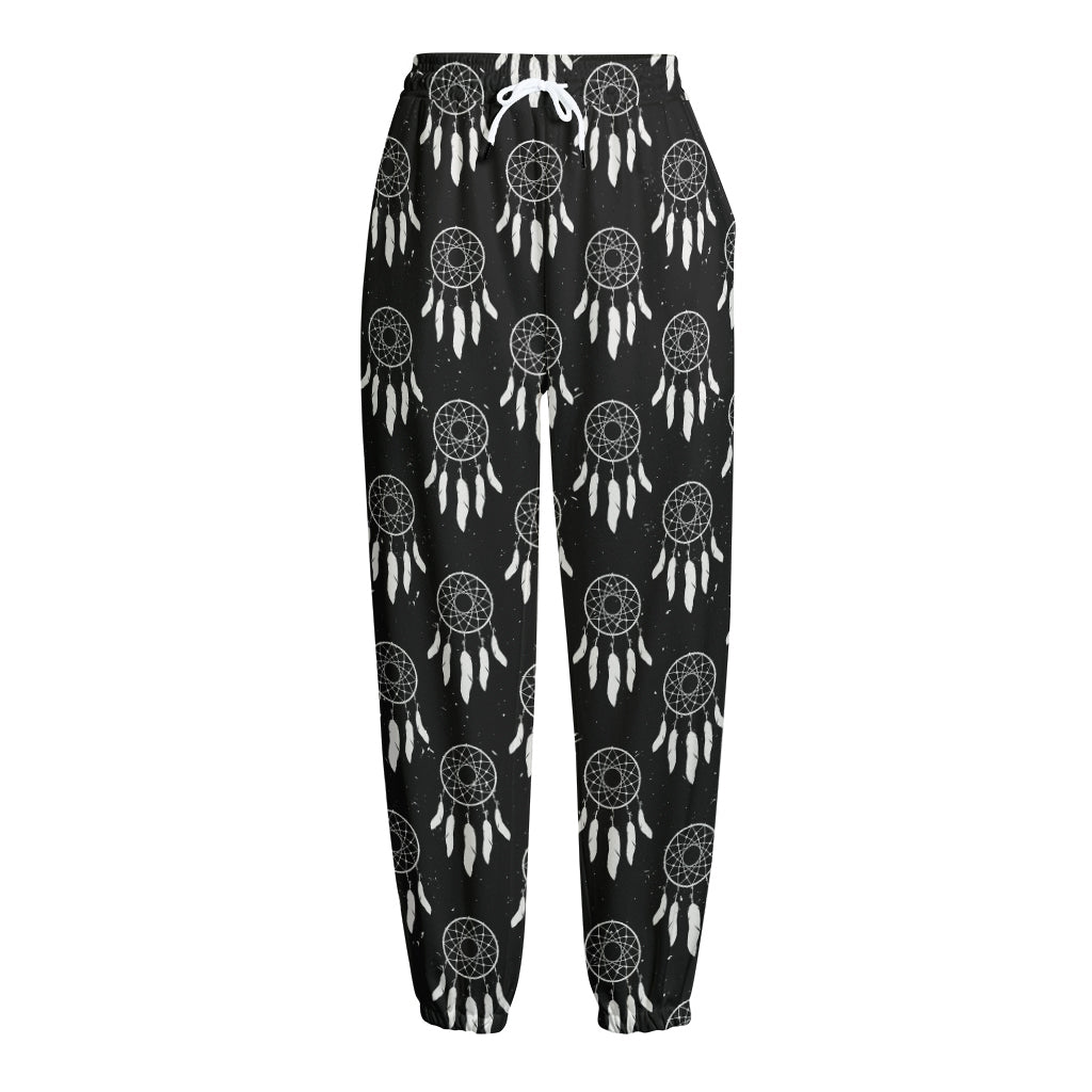 Black And White Dream Catcher Print Fleece Lined Knit Pants