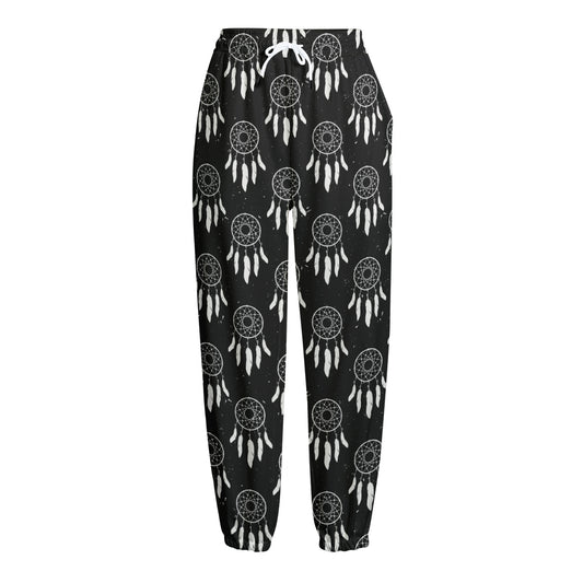 Black And White Dream Catcher Print Fleece Lined Knit Pants