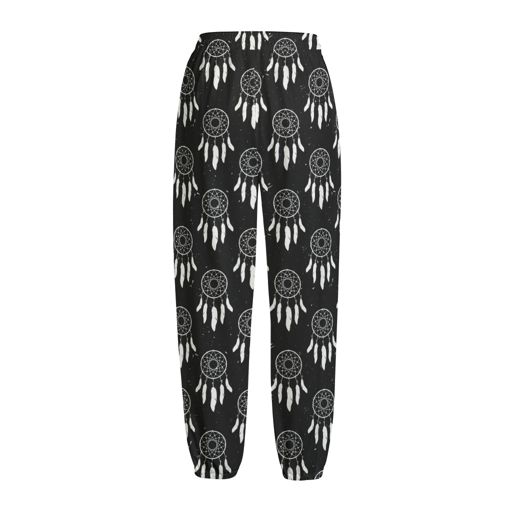 Black And White Dream Catcher Print Fleece Lined Knit Pants