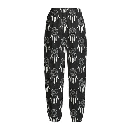 Black And White Dream Catcher Print Fleece Lined Knit Pants