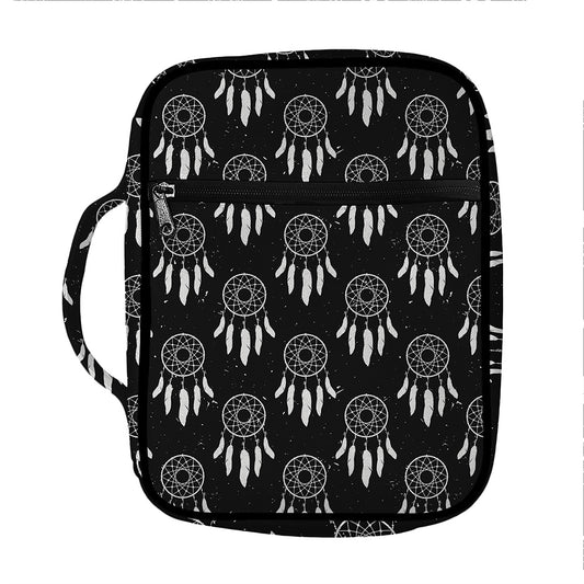 Black And White Dream Catcher Print Front Pocket Bible Bag