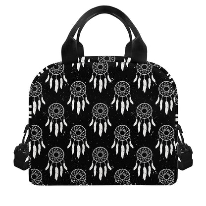 Black And White Dream Catcher Print Insulated Lunch Bag
