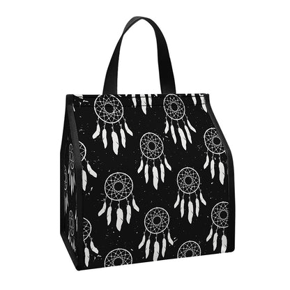 Black And White Dream Catcher Print Insulated Lunch Tote