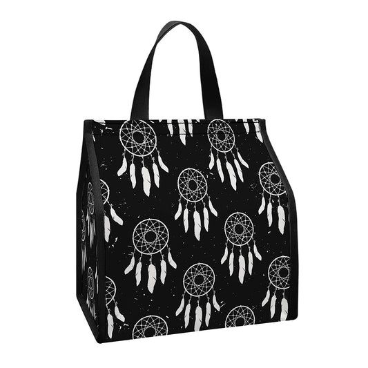 Black And White Dream Catcher Print Insulated Lunch Tote