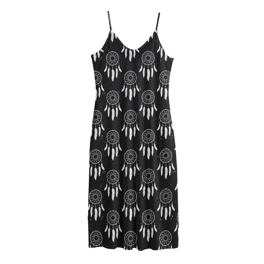Black And White Dream Catcher Print Jersey Midi Cami Dress