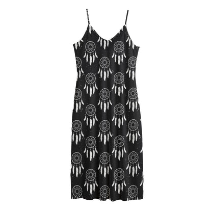 Black And White Dream Catcher Print Jersey Midi Cami Dress