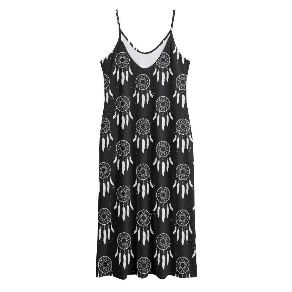 Black And White Dream Catcher Print Jersey Midi Cami Dress