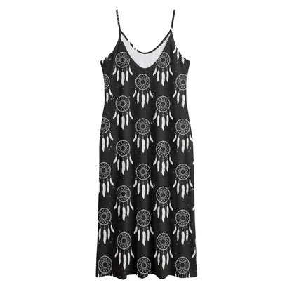 Black And White Dream Catcher Print Jersey Midi Cami Dress