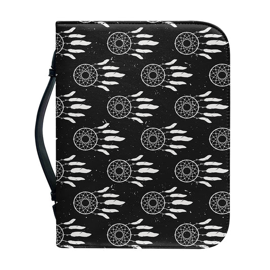 Black And White Dream Catcher Print Leather Bible Cover