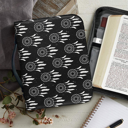 Black And White Dream Catcher Print Leather Bible Cover