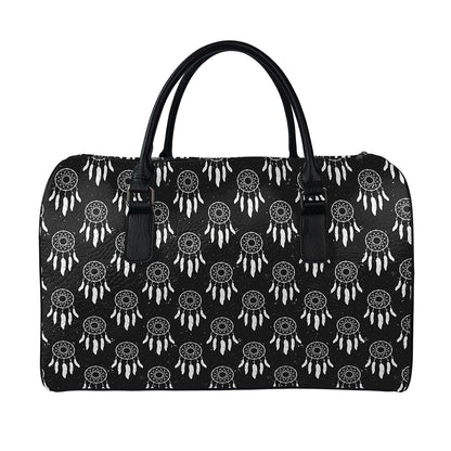 Black And White Dream Catcher Print Leather Duffle Bag