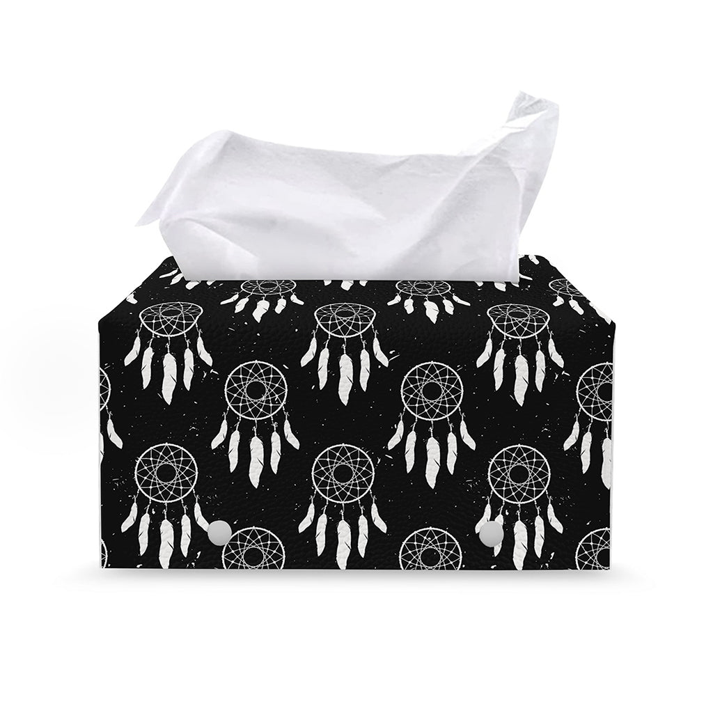 Black And White Dream Catcher Print Leather Tissue Box Cover
