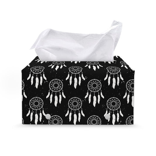 Black And White Dream Catcher Print Leather Tissue Box Cover