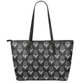 Black And White Dream Catcher Print Leather Tote Bag With Zipper