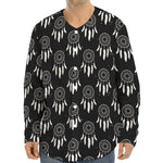 Black And White Dream Catcher Print Long Sleeve Baseball Jersey
