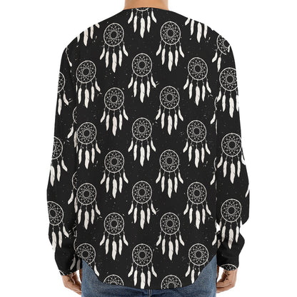 Black And White Dream Catcher Print Long Sleeve Baseball Jersey