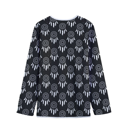 Black And White Dream Catcher Print Long Sleeve Short Coat