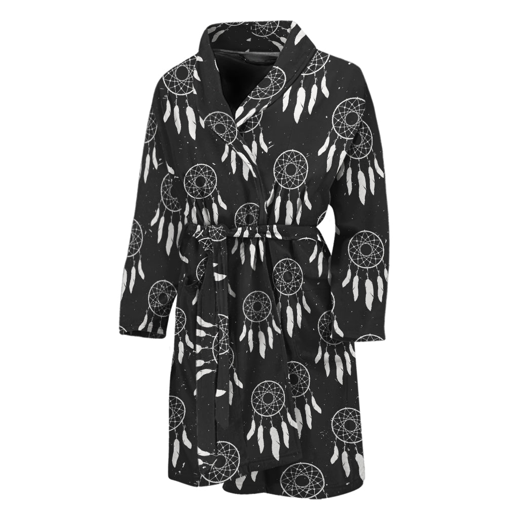 Black And White Dream Catcher Print Men's Bathrobe