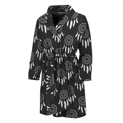 Black And White Dream Catcher Print Men's Bathrobe
