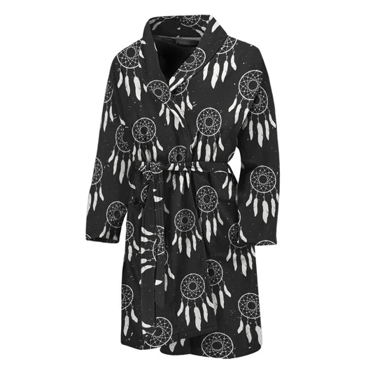 Black And White Dream Catcher Print Men's Bathrobe