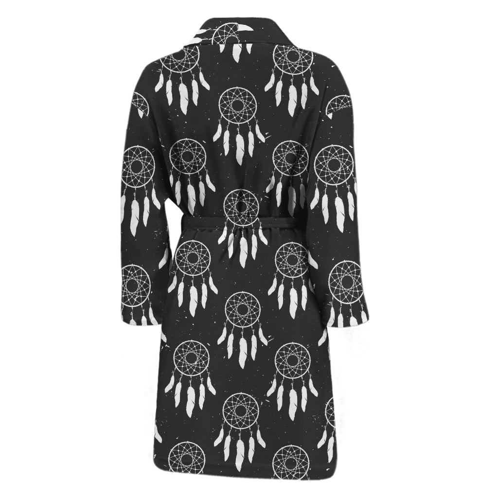 Black And White Dream Catcher Print Men's Bathrobe