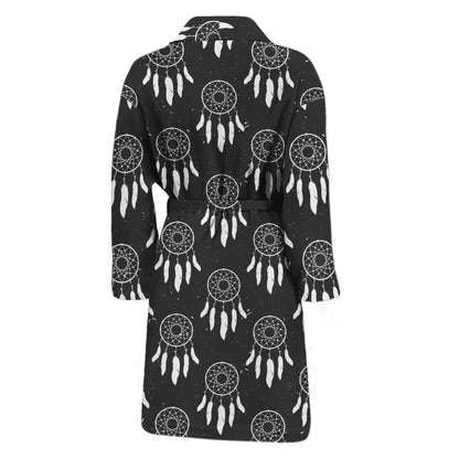 Black And White Dream Catcher Print Men's Bathrobe