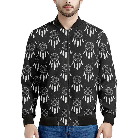 Black And White Dream Catcher Print Men's Bomber Jacket
