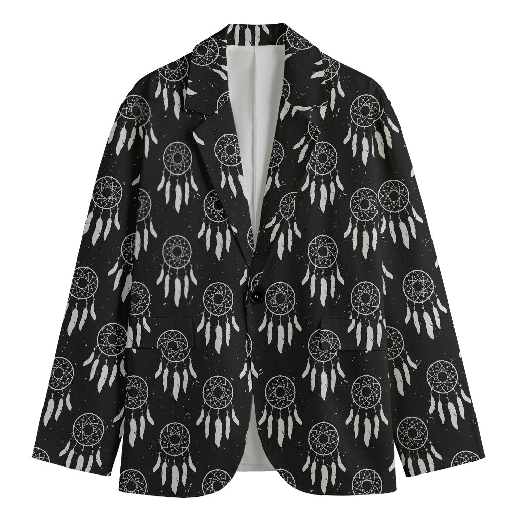 Black And White Dream Catcher Print Men's Cotton Blazer