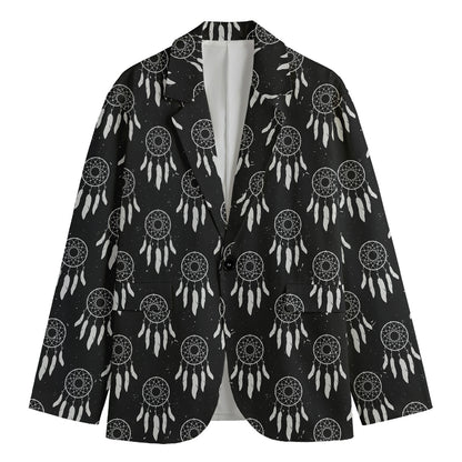 Black And White Dream Catcher Print Men's Cotton Blazer
