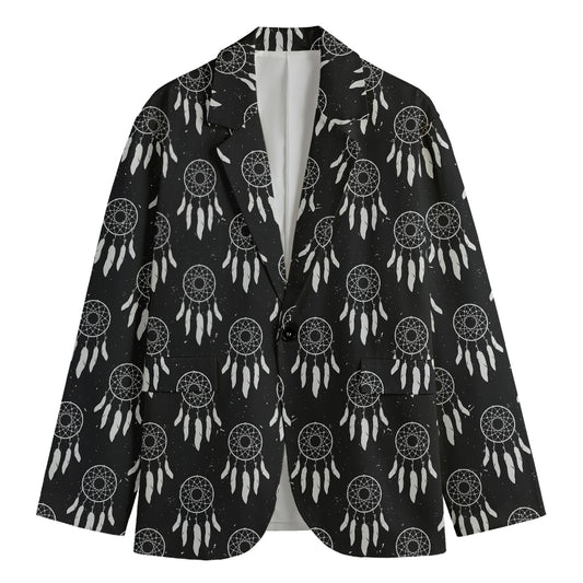 Black And White Dream Catcher Print Men's Cotton Blazer