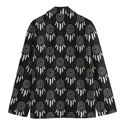 Black And White Dream Catcher Print Men's Cotton Blazer