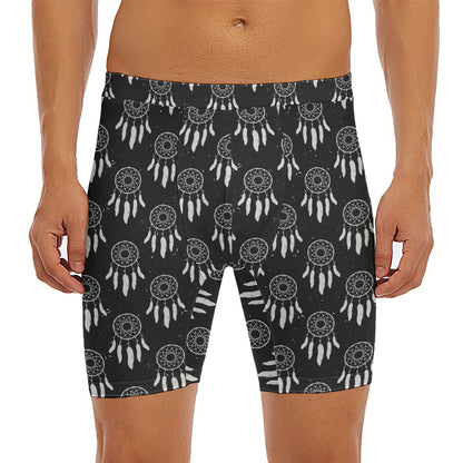 Black And White Dream Catcher Print Men's Long Boxer Briefs