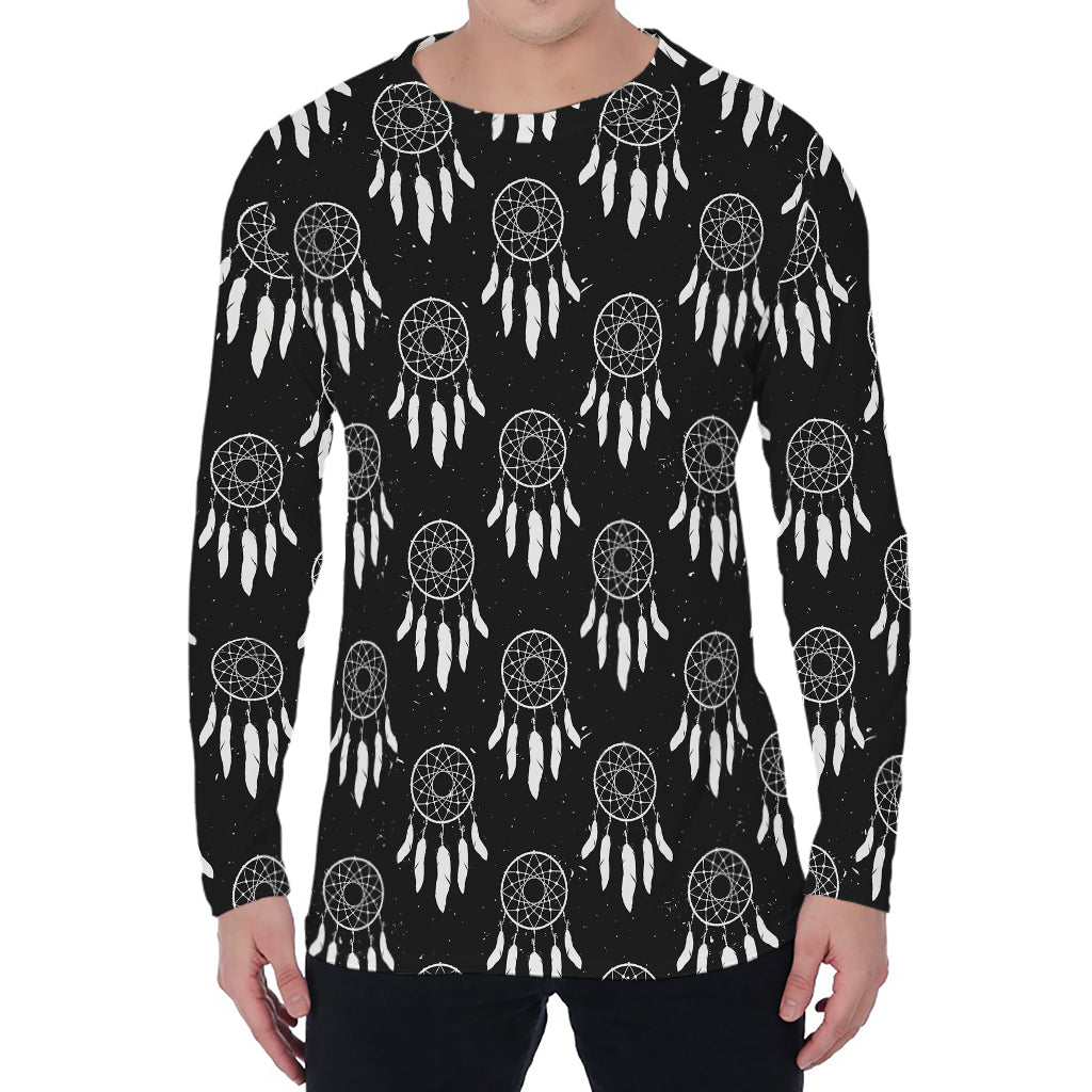 Black And White Dream Catcher Print Men's Long Sleeve T-Shirt