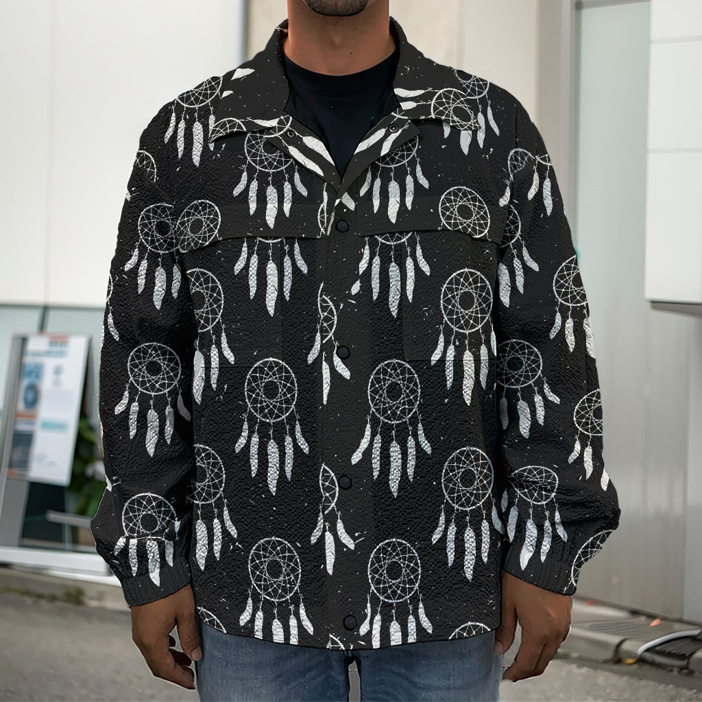 Black And White Dream Catcher Print Men's Shirt Jacket