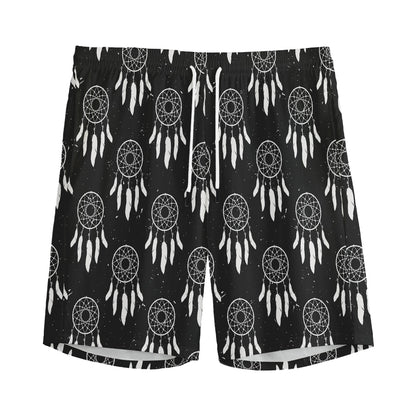 Black And White Dream Catcher Print Men's Sports Shorts