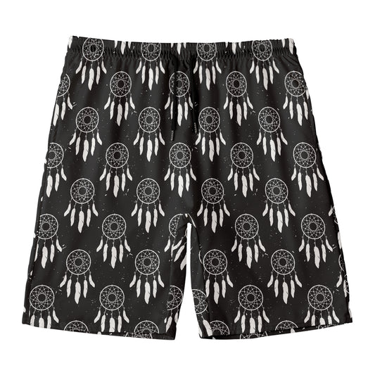 Black And White Dream Catcher Print Men's Swim Trunks