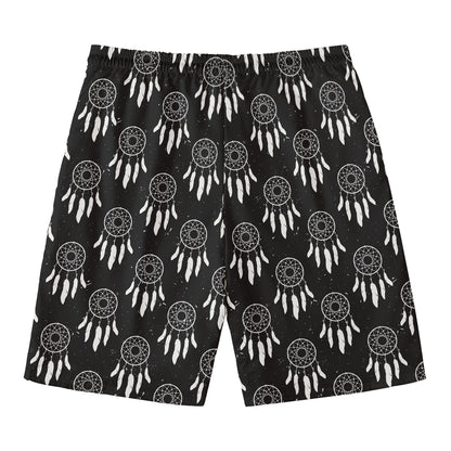 Black And White Dream Catcher Print Men's Swim Trunks