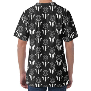 Black And White Dream Catcher Print Men's Velvet T-Shirt