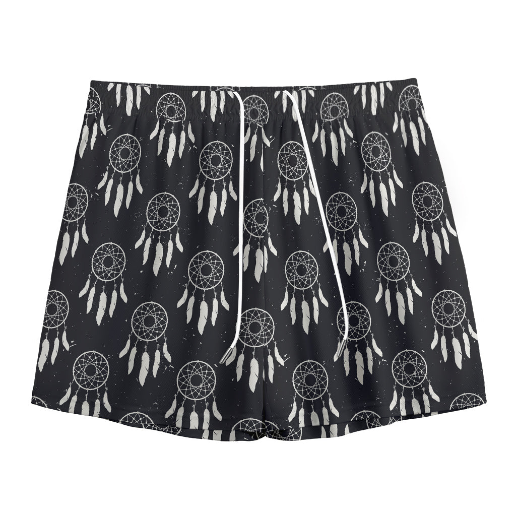 Black And White Dream Catcher Print Mesh Shorts