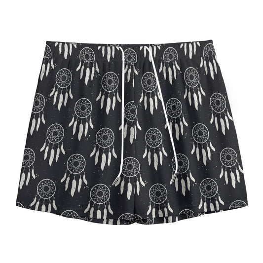 Black And White Dream Catcher Print Mesh Shorts