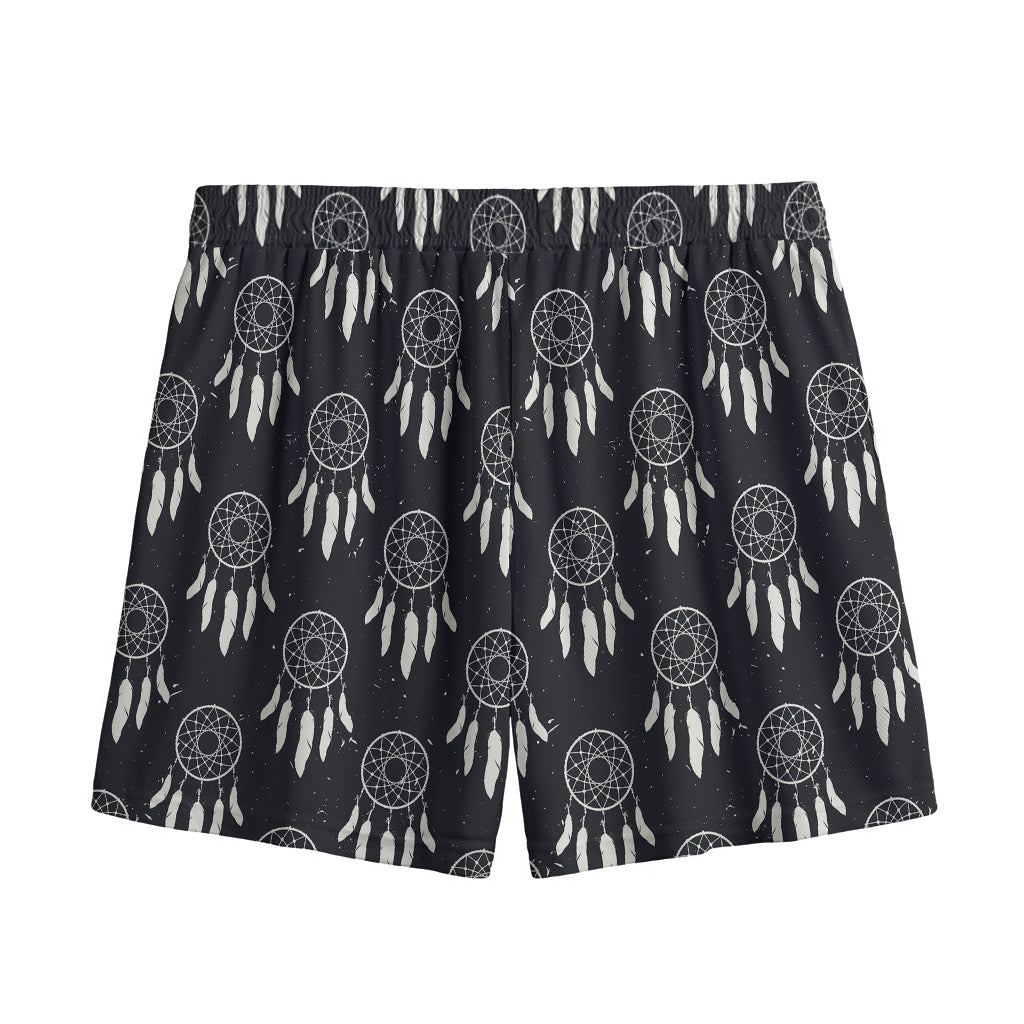 Black And White Dream Catcher Print Mesh Shorts