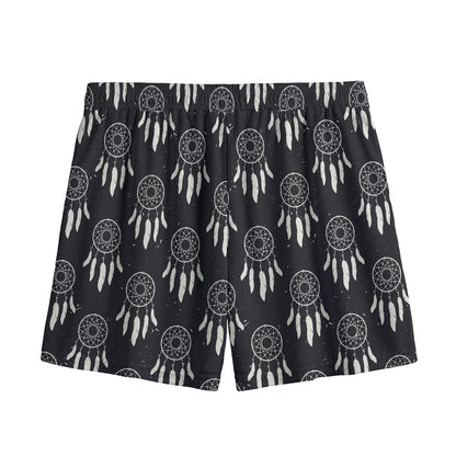 Black And White Dream Catcher Print Mesh Shorts