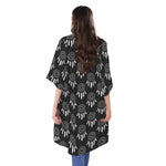 Black And White Dream Catcher Print Open Front Beach Cover Up
