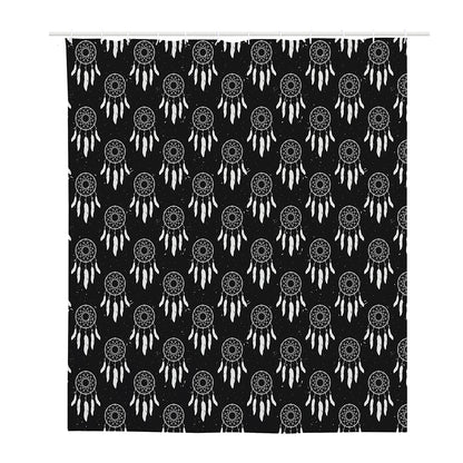 Black And White Dream Catcher Print Polyester Shower Curtain