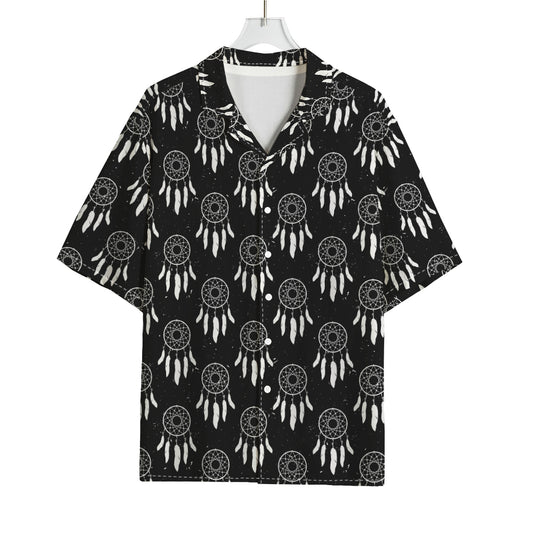 Black And White Dream Catcher Print Rayon Hawaiian Shirt