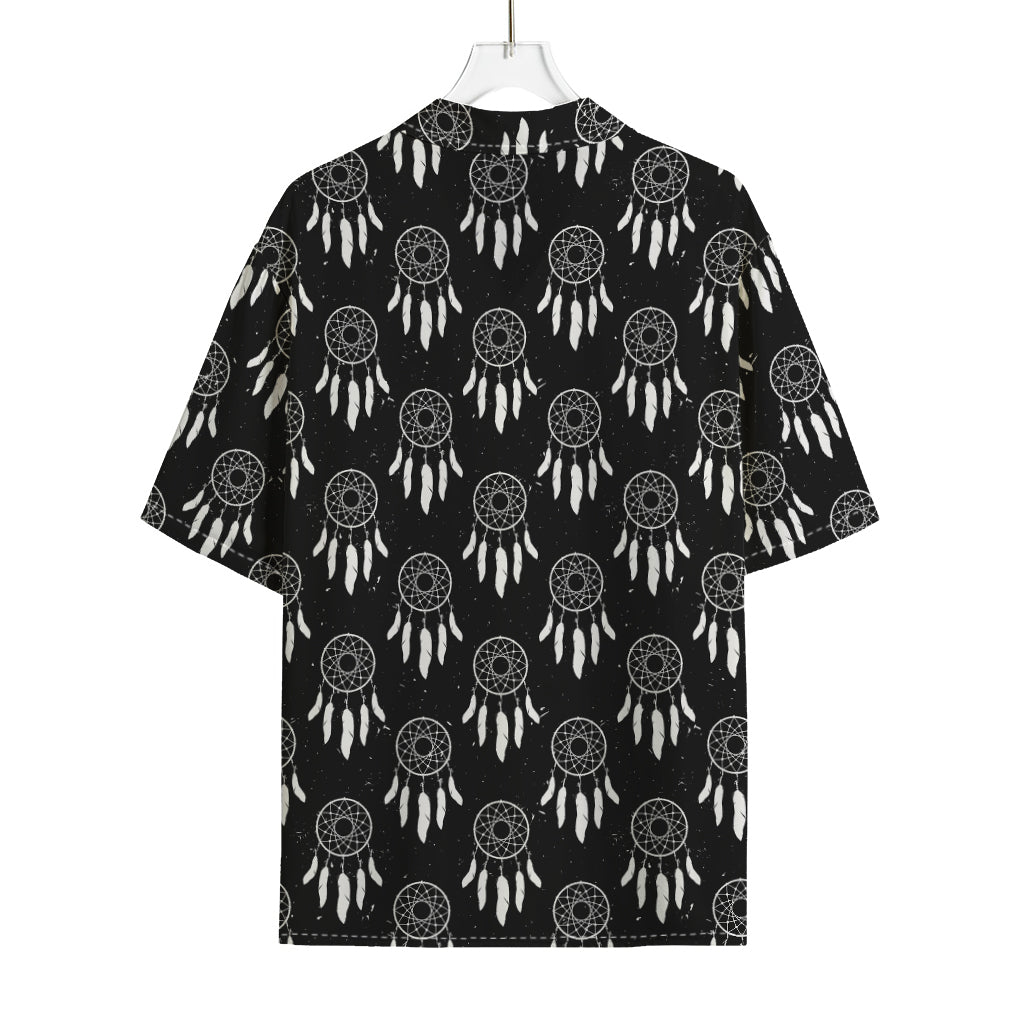 Black And White Dream Catcher Print Rayon Hawaiian Shirt