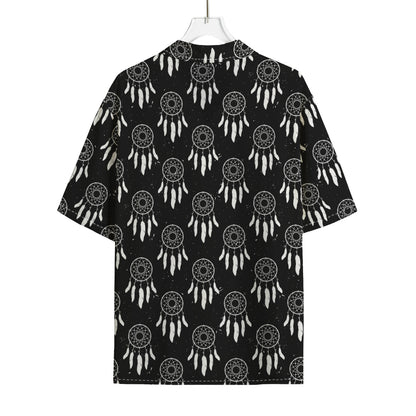 Black And White Dream Catcher Print Rayon Hawaiian Shirt