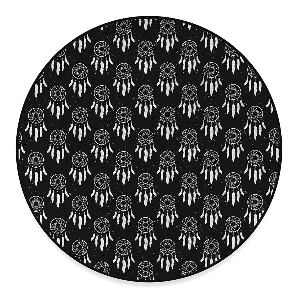 Black And White Dream Catcher Print Round Floor Mat