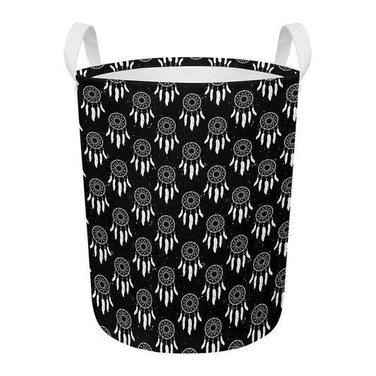 Black And White Dream Catcher Print Round Laundry Basket